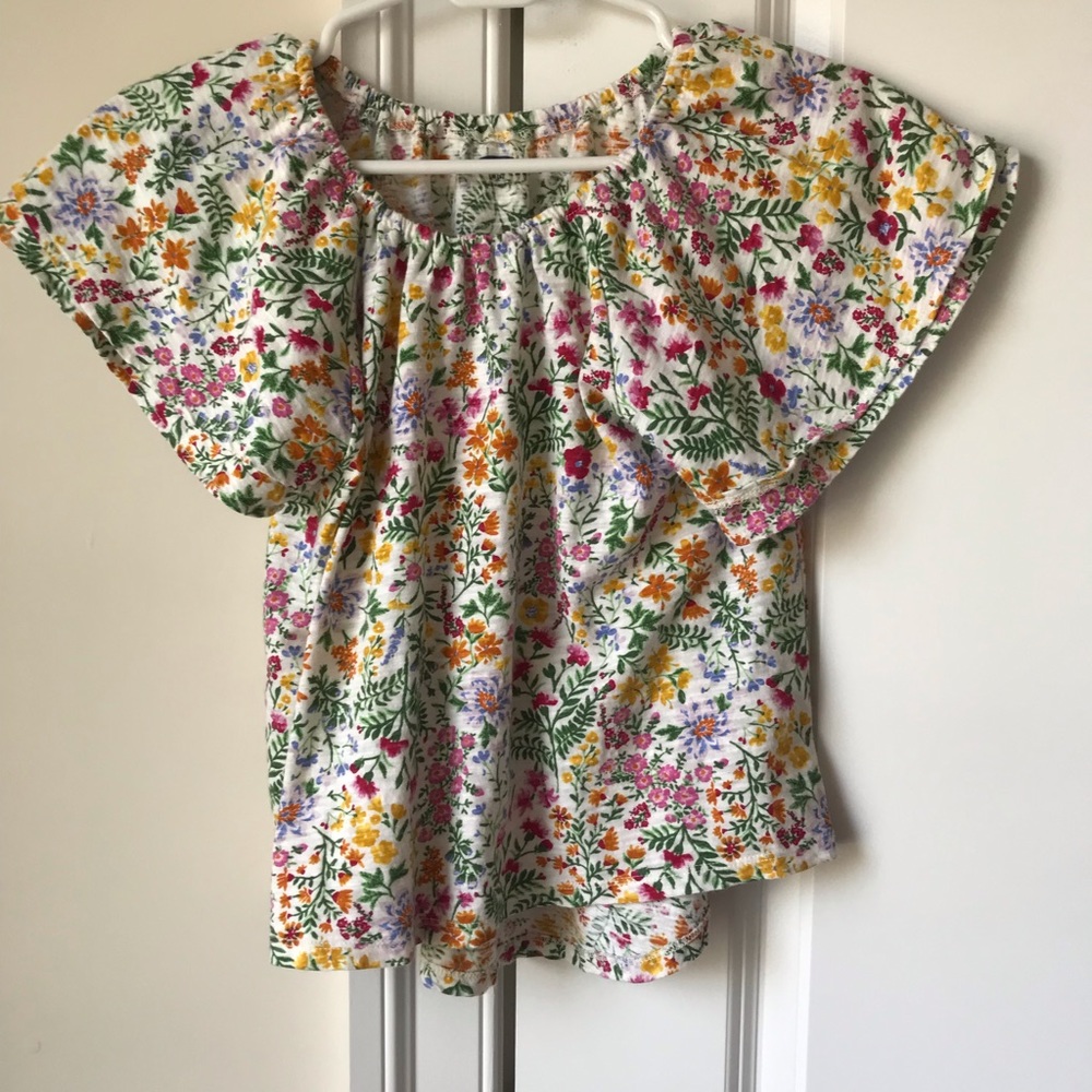 Girls Short Sleeve Colorful Flower Top